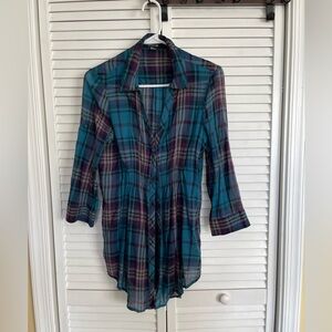Forever 21 long plaid shirt size M